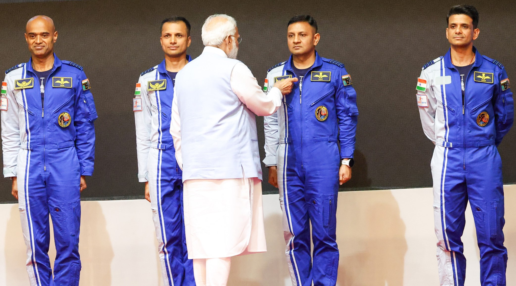 PM Modi Visits VSSC, Reviews Gaganyaan Mission, bestows ‘astronaut wings’ to the astronaut-designates.