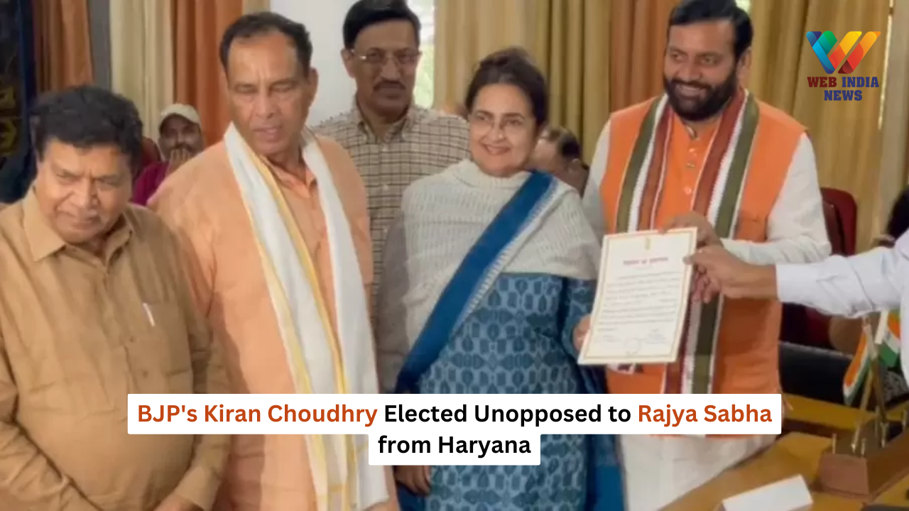 BJP's Kiran Choudhry Elected Unopposed to Rajya Sabha from Haryana